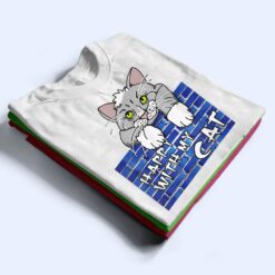 Cute Cat Design Little Cat On He Wall Comic Style T Shirt - Dream Art Europa