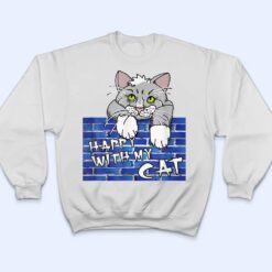 Cute Cat Design Little Cat On He Wall Comic Style T Shirt - Dream Art Europa