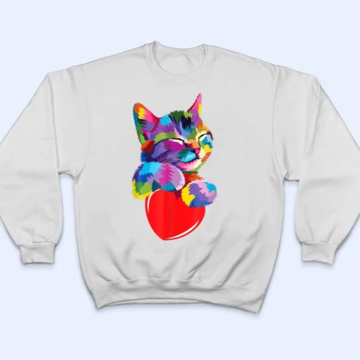 Cute Cat Gift for kitten lovers Colorful Art Kitty Adoption T Shirt