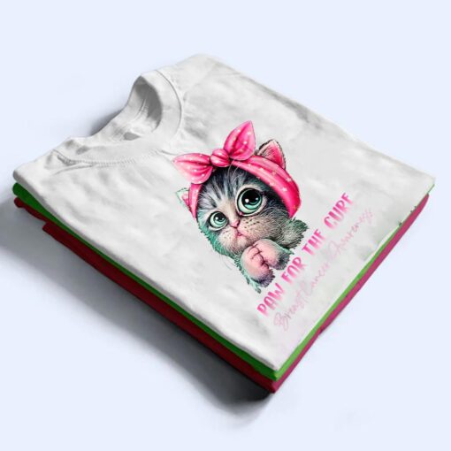 Cute Cat Mom Breast Cancer Awareness Paw For He Cure T Shirt