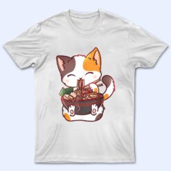 Cute Cat Ramen Bowl Anime Japanese Noodles Kawaii Neko Girls T Shirt