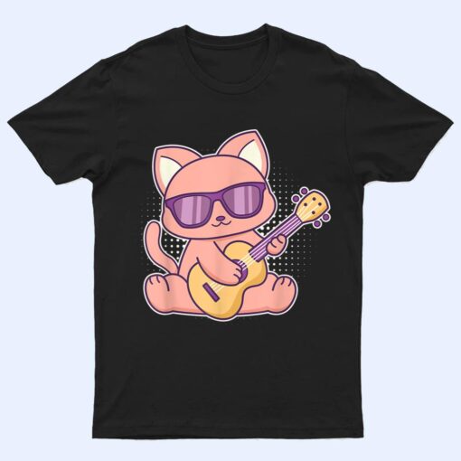 Cute Cat With Sunglasses Playing On A Guitar T Shirt