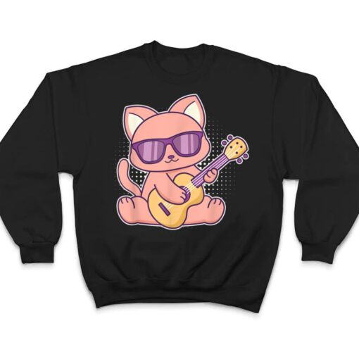 Cute Cat With Sunglasses Playing On A Guitar T Shirt