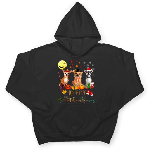 Cute Chihuahua Dog Happy Hallothanksmas Family Xmas Pajama T Shirt