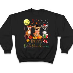 Cute Chihuahua Dog Happy Hallothanksmas Family Xmas Pajama T Shirt - Dream Art Europa