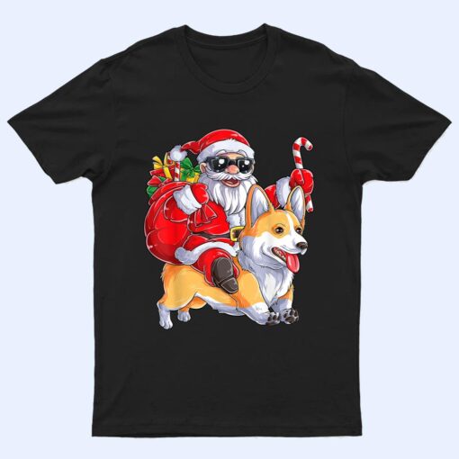 Cute Christmas Santa Claus Riding Corgi Xmas Boy Corgmas Dog T Shirt