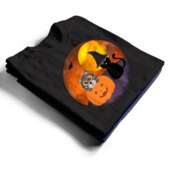 Cute Halloween Cat Scene Witch Pumpkin Bat Full Moon T Shirt - Dream Art Europa