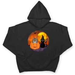 Cute Halloween Cat Scene Witch Pumpkin Bat Full Moon T Shirt - Dream Art Europa