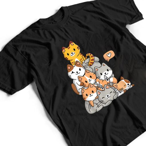 Cute Kawaii Cat Kitty Meowtain Cats Pile Chibi Women Girls T Shirt