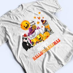 Cute Lazy Cat With Pumpkin Happy Hallowthanksmas T Shirt - Dream Art Europa