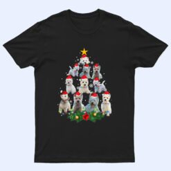 Cute Maltese Dog Christmas Tree Lights Santa Hat Gifts Decor T Shirt