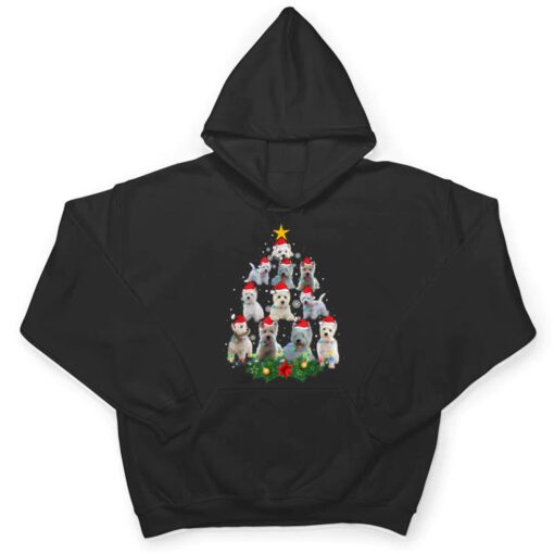 Cute Maltese Dog Christmas Tree Lights Santa Hat Gifts Decor T Shirt