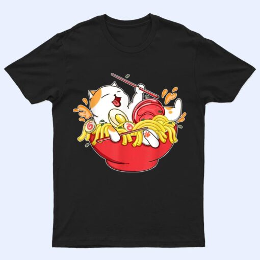 Cute Ramen and Cats Funny Anime Noodle Japanese Gift Girls T Shirt