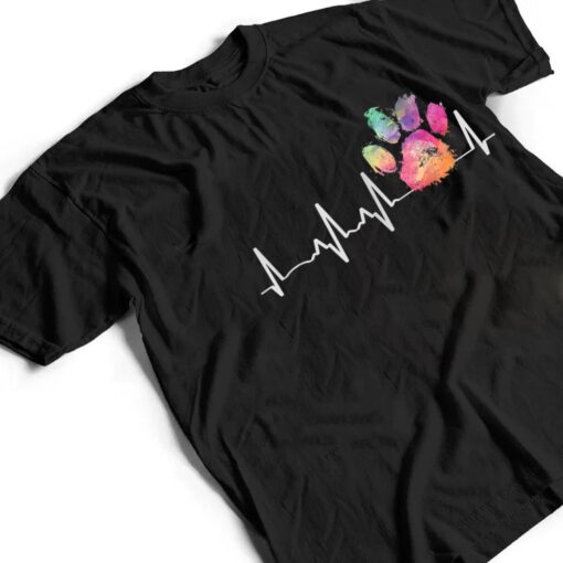 Cute Veterinarian Gift Rainbow Paw Print Heartbeat Vet Tech T Shirt