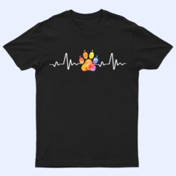 Cute Veterinarian Rainbow Paw Print Heartbeat Vet Tech T Shirt