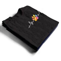 Cute Veterinarian Rainbow Paw Print Heartbeat Vet Tech T Shirt - Dream Art Europa