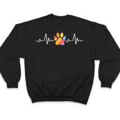 Cute Veterinarian Rainbow Paw Print Heartbeat Vet Tech T Shirt - Dream Art Europa