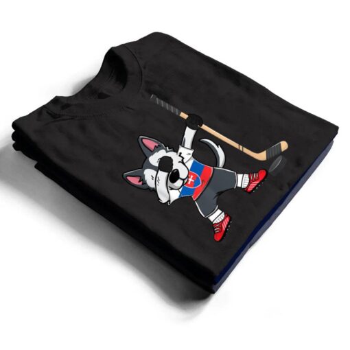 Dabbing Husky Dog Ice Hockey Slovakia Jersey Winter Sport T Shirt