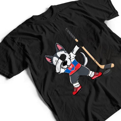 Dabbing Husky Dog Ice Hockey Slovakia Jersey Winter Sport T Shirt