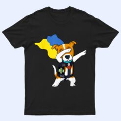 Dabbing Ukrainian Patron Dog Superhero With Cape Flag Sign T Shirt