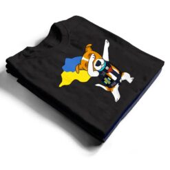 Dabbing Ukrainian Patron Dog Superhero With Cape Flag Sign T Shirt - Dream Art Europa