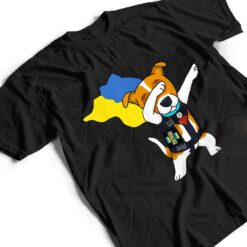 Dabbing Ukrainian Patron Dog Superhero With Cape Flag Sign T Shirt - Dream Art Europa