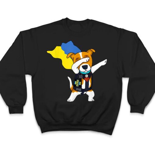 Dabbing Ukrainian Patron Dog Superhero With Cape Flag Sign T Shirt