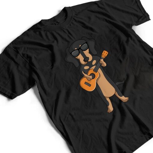 Dachshund Dog Playing Ukulele Guitar T Shirt