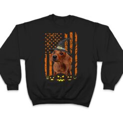 Dachshund Dog Pumpkin American Flag Vintage Halloween Gifts T Shirt - Dream Art Europa