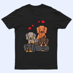 Dachshund Dog With Hearts Wiener Dog Sausage Dog T Shirt