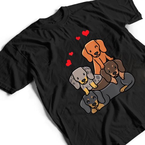 Dachshund Dog With Hearts Wiener Dog Sausage Dog T Shirt