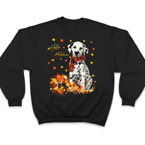 Dalmatian Leaf Fall Hello Autumn For Dog Lover Thanksgiving T Shirt