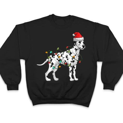 Dalmatian Santa Hat Lights Funny Christmas Pajama Dog Lover T Shirt