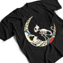 Dia De Los Muertos Crescent Moon And Cat Sugar Skull T Shirt - Dream Art Europa