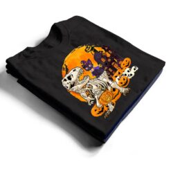 Dinosaur Skeleton Pumpkin With Moon Halloween Cat Witchy T Shirt - Dream Art Europa