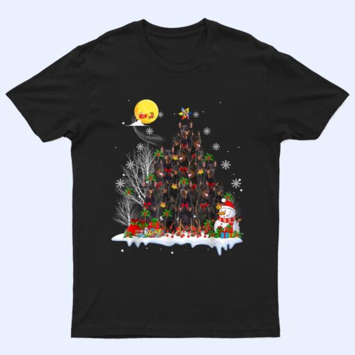 Doberman Pinscher Dog Lover Matching Santa Christmas Tree T Shirt
