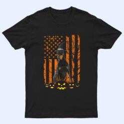 Doberman Pinscher Dog Pumpkin American Flag Witch Halloween T Shirt