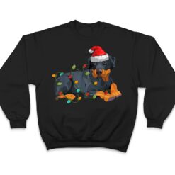 Doberman Santa Hat Lights Funny Christmas Pajama Dog Lover T Shirt - Dream Art Europa