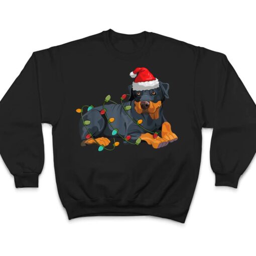 Doberman Santa Hat Lights Funny Christmas Pajama Dog Lover T Shirt