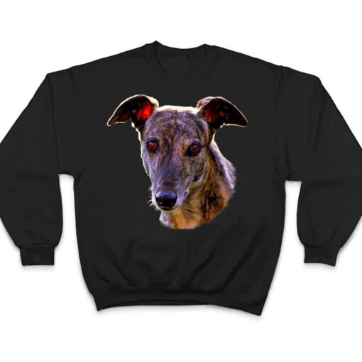 Dog Greyhound  pretty Brindle Rescue Greyhound face T Shirt