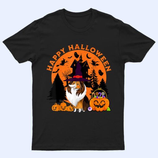 Dog Halloween sheltie Dog Scary Pumpkin T Shirt