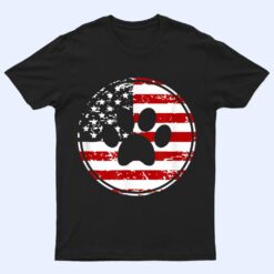 Dog Paw Print American Flag USA Patriotic T Shirt