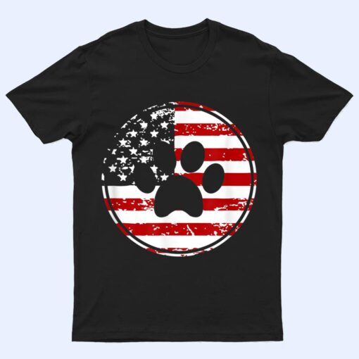 Dog Paw Print American Flag USA Patriotic T Shirt