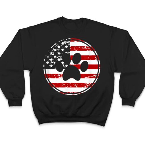 Dog Paw Print American Flag USA Patriotic T Shirt