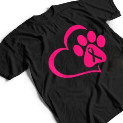 Dog Paw Print Pink Ribbon Breast Cancer Awareness Cute Puppy T Shirt - Dream Art Europa