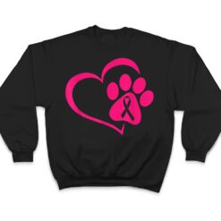 Dog Paw Print Pink Ribbon Breast Cancer Awareness Cute Puppy T Shirt - Dream Art Europa