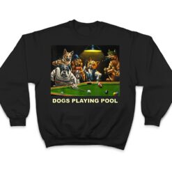 Dogs Playing Pool Art Work Puppies Snooker Pocket Billiards T Shirt - Dream Art Europa