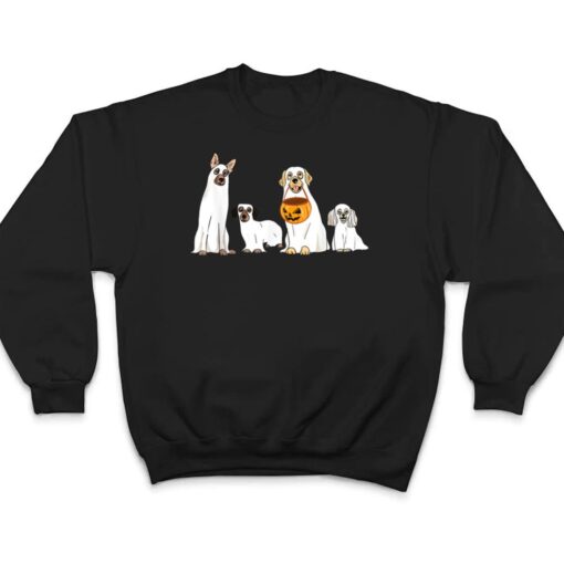 Dogs Wearing Ghost Costume Funny Dog Halloween T Shirt