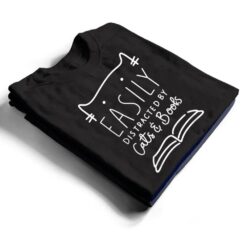 Easily Distracted-Cats And Books Funny Gift For Cat Lovers T Shirt - Dream Art Europa