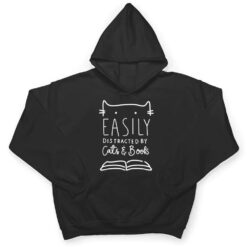 Easily Distracted-Cats And Books Funny Gift For Cat Lovers T Shirt - Dream Art Europa